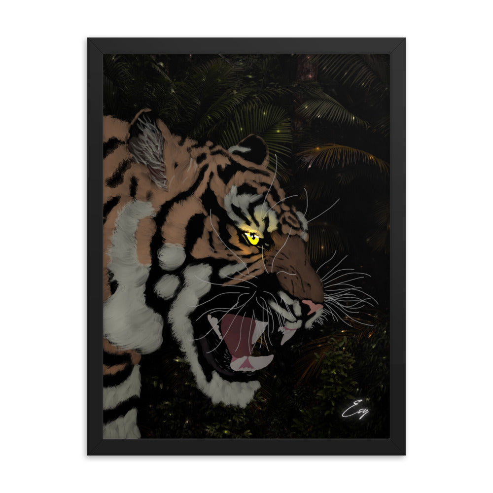  Jungle Fever mental health poster in 18x24 size with a sleek black frame, designed for therapy offices and home decor, inspiring positivity and strength.
