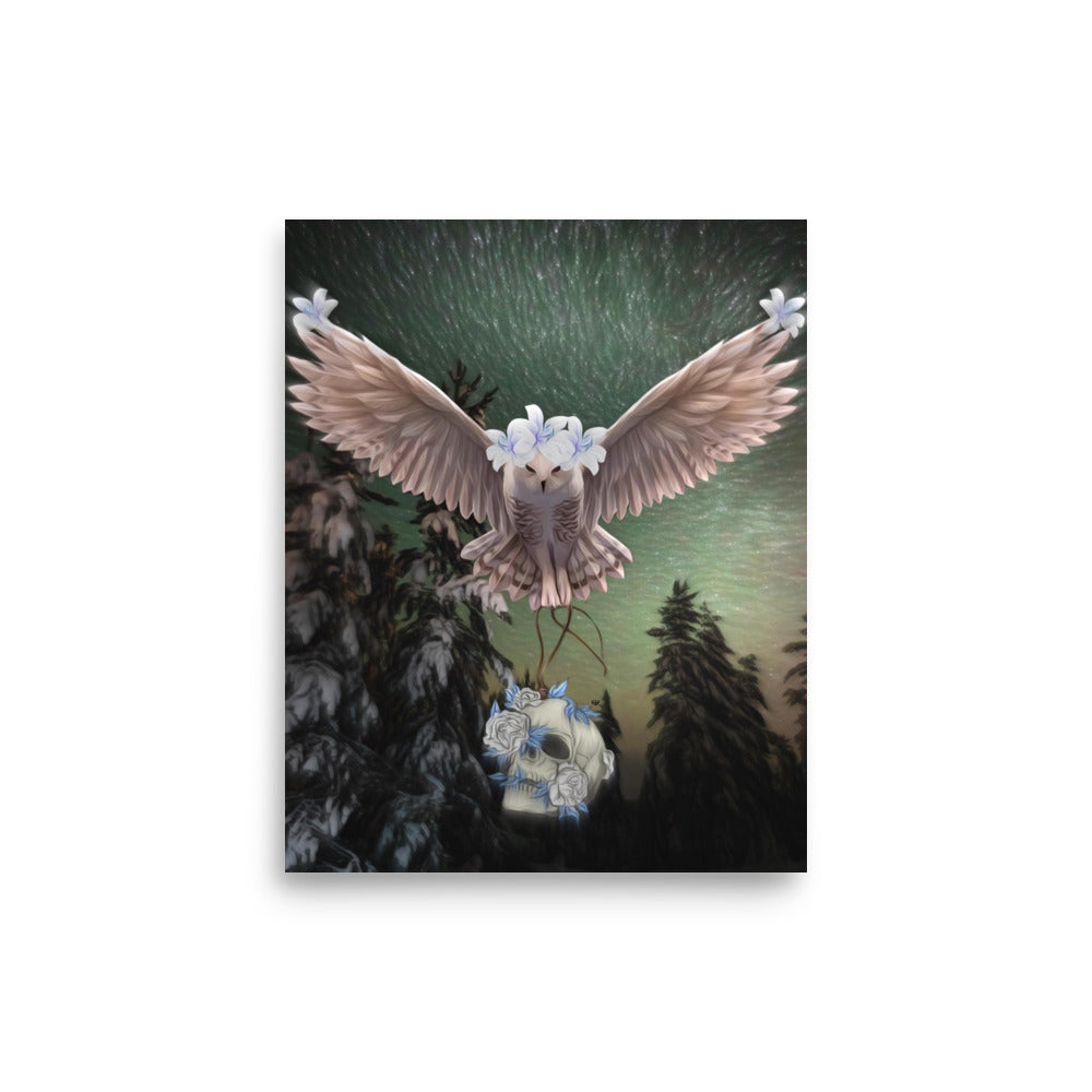 King of the Night Owl Art, a stunning flying owl art piece symbolizing wisdom and strength.